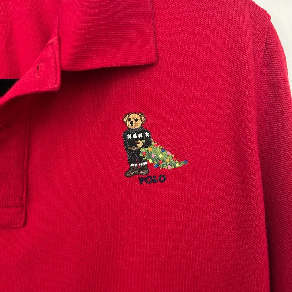 RARE Polo Ralph Lauren Polo Christmas Bear Shirt - (18-20)  Youth XL Long Sleeve - Picture 2 of 10